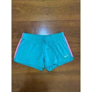 Teal and Pink Stripe Nike Dri-FIT Athletic Shorts | Retro Running - (Women's M)